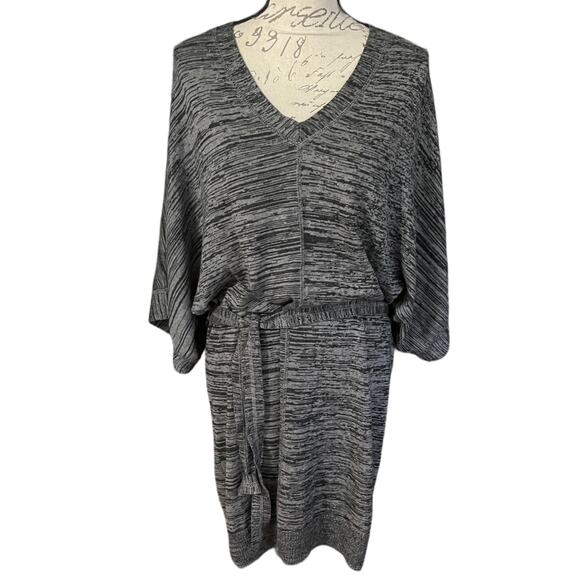 Ana Gray V Neck Belted Sweater Dress Size Large - Picture 1 of 6